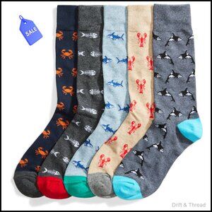 Men's Patterned Dress Crew Socks, 5-Pair Pack, Cotton Blend
